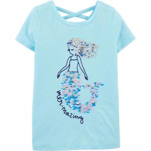 OshKosh B’Gosh Girls’ Sequin Tee(Fairy Tale Turquoise)