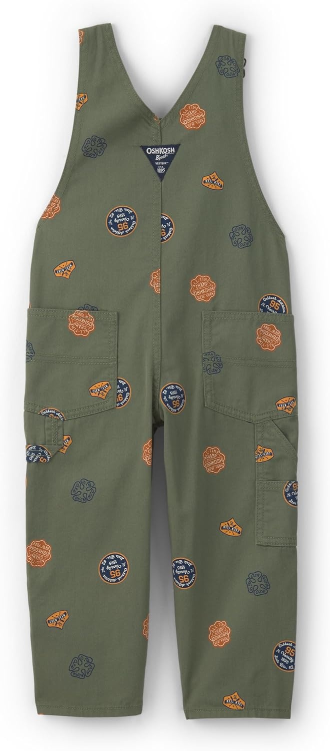 imageOSHKOSH BGOSH Baby Boys Worlds Best OverallsGreen Patchwork Print