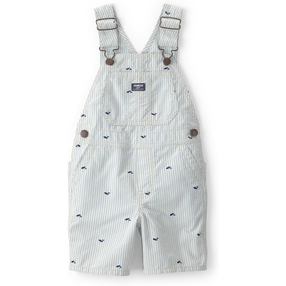 imageOSHKOSH BGOSH Baby Boys Worlds Best OverallsGreenWhite Stripe Shortall