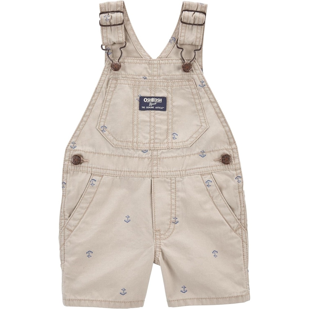 imageOSHKOSH BGOSH Baby Boys Worlds Best OverallsKhaki Anchor Shortall