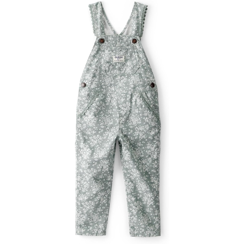 imageOSHKOSH BGOSH babygirls Worlds Best OverallsGreen Floral Canvas