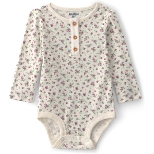 OshKosh B’gosh Girl Long-Sleeve Bodysuit, White Floral, 3M