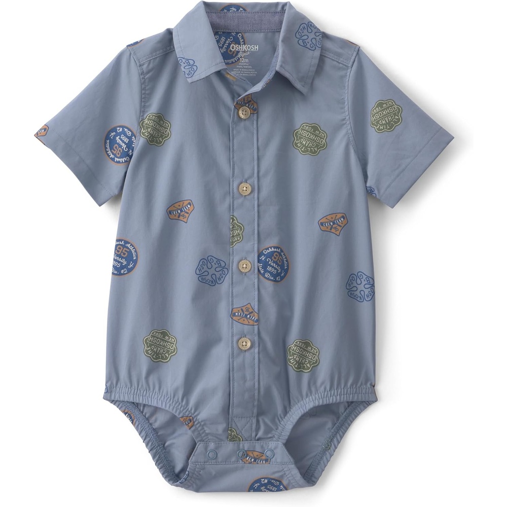 image:imageOSHKOSH BGOSH Baby Boys Buttonfront BodysuitBlue Patchwork