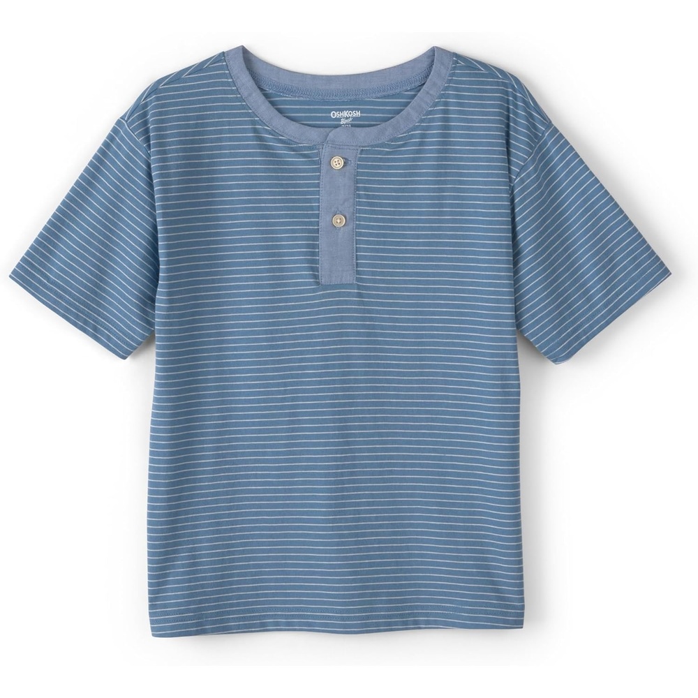 image:imageOSHKOSH BGOSH Boys Short Sleeve HenleyBlue Stripe