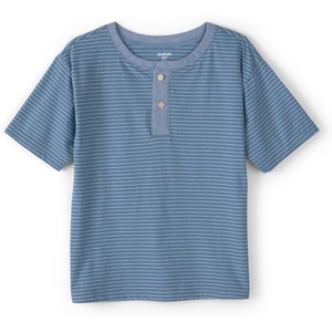 OSHKOSH B’GOSH Boy’s Short Sleeve Henley(Blue Stripe)