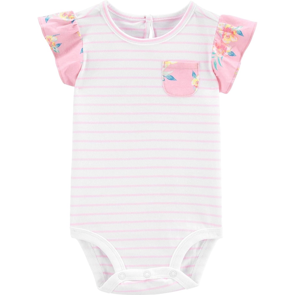 image:imageOSHKOSH BGOSH Baby Girls Shortsleeve BodysuitPinkWhite Stripe