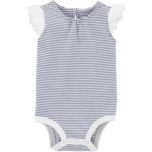 OSHKOSH B’GOSH Baby Girls’ Short-sleeve Bodysuit(Blue Stripes)