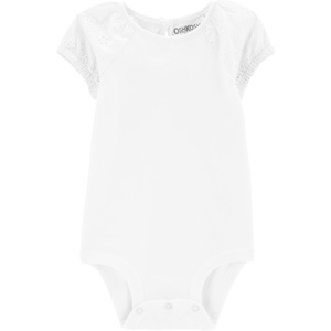 OSHKOSH B’GOSH Baby Girls’ Short-sleeve Bodysuit(Ivory Eyelet)
