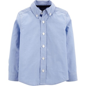 Osh Kosh Little Boy’s Long Sleeve Uniform Buttonfront Shirt, Blue Plaid, 7