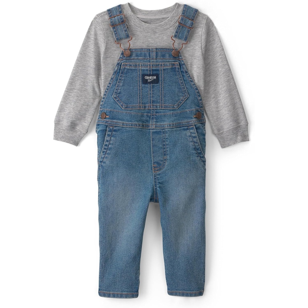 image:imageOSHKOSH BGOSH Baby Boys 2piece Overall SetsBlue Denim Grey