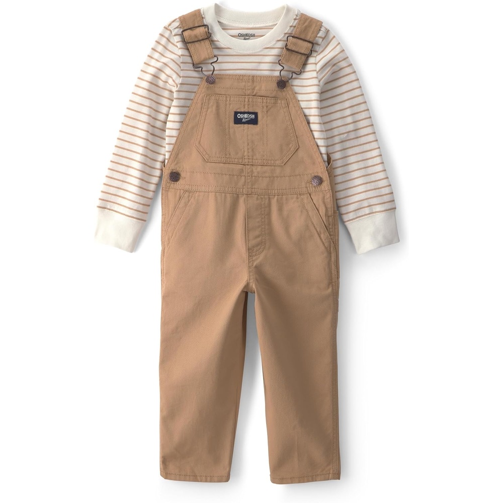image:imageOSHKOSH BGOSH Baby Boys 2piece Overall SetsBrown Ivory Stripe