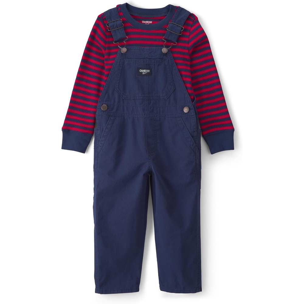 image:imageOSHKOSH BGOSH Baby Boys 2piece Overall SetsNavy Red Stripe