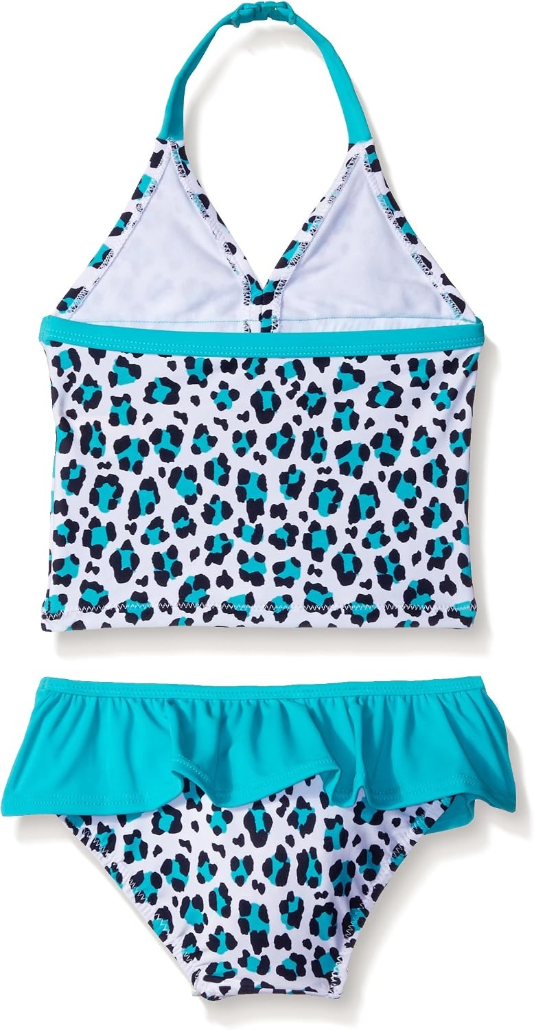 image:imageOsh Kosh Girls Two Piece Halter Printed Tankini with Skirted BottomTurquoise
