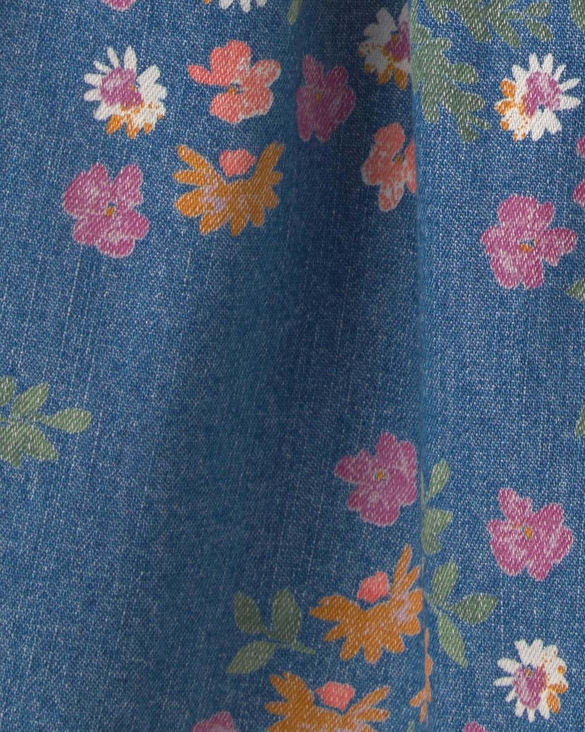 image:imageOshKosh BGosh Baby Girls Woven Denim Floral DressDenim Dark Wash Floral