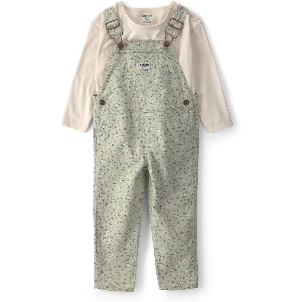 image:imageOSHKOSH BGOSH Baby Girls 2piece Overall SetsGreen Ivory Floral