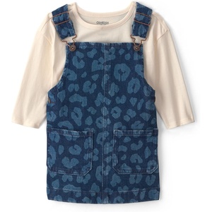 OSHKOSH B’GOSH Baby Girls’ Dress Set(Blue Dark Wash Chettah Print)
