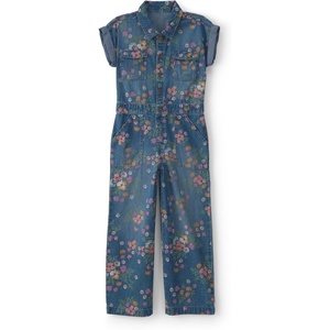 OSHKOSH B’GOSH Girls’ Denim Jumspuit(Blue Dark Washdanim Floral)
