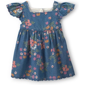 OshKosh B’Gosh Baby Girls’ Woven Denim Floral Dress(Denim Dark Wash Floral)
