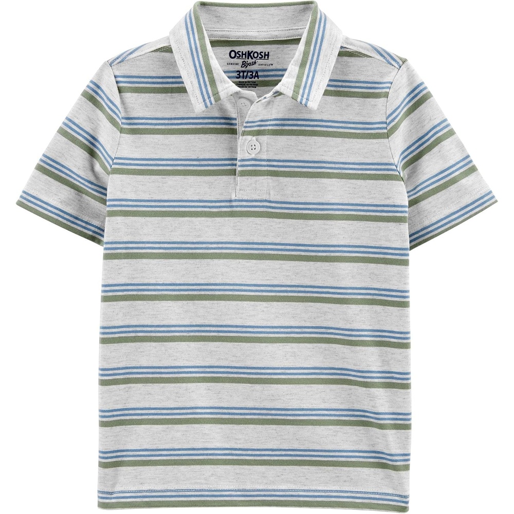 image:imageOshKosh BGosh Boys Short Sleeve PoloGreenGrey Stripe