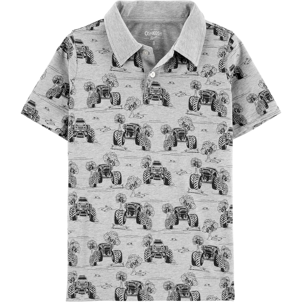 image:imageOshKosh BGosh Boys Short Sleeve PoloGrey Heather Printed