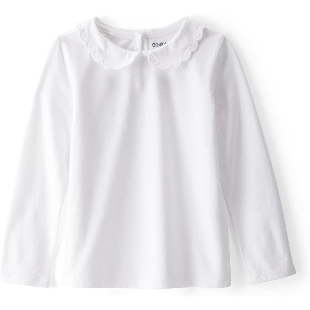 image:imageOshKosh BGosh Girls Long Sleeve Fashion TopWhite Scalloped Collar