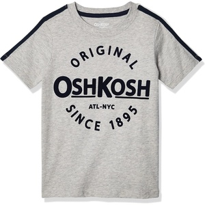 OshKosh B’Gosh Boys’ Short Sleeve Logo Tee(Grey Heather/Navy)