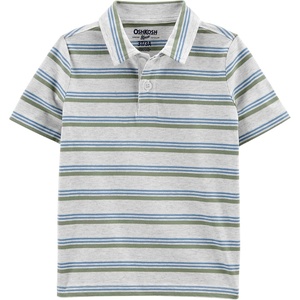 OshKosh B’Gosh Boys’ Short Sleeve Polo(Green/Grey Stripe)