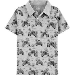 OshKosh B’Gosh Boys’ Short Sleeve Polo(Grey Heather Printed)