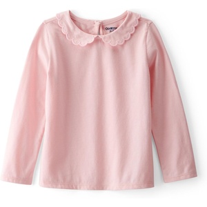 OshKosh B’Gosh Girls’ Long Sleeve Fashion Top(Pink Scalloped Collar)