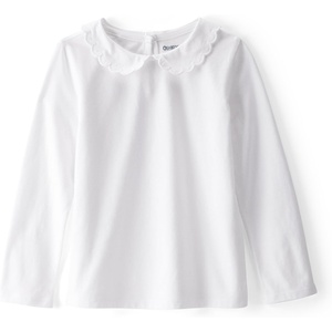 OshKosh B’Gosh Girls’ Long Sleeve Fashion Top(White Scalloped Collar)