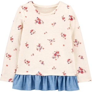 OshKosh B’Gosh Girls’ Long-Sleeve Knit Top(Navy Floral)
