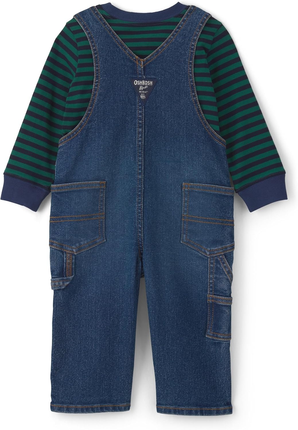 image:imageOSHKOSH BGOSH Baby Boys 2piece Overall SetsBlue Green Stripe