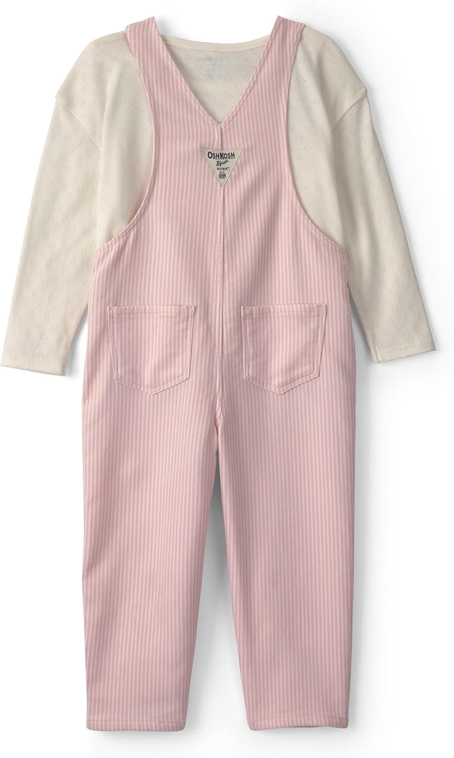 image:imageOSHKOSH BGOSH Baby Girls 2piece Overall SetsPink White Hickory Stripe