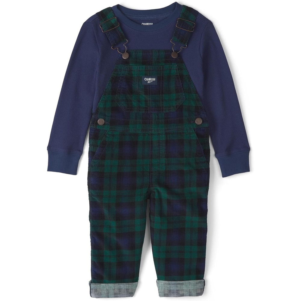 image:imageOSHKOSH BGOSH Baby Boys 2piece Overall SetsBlue Green Plaid