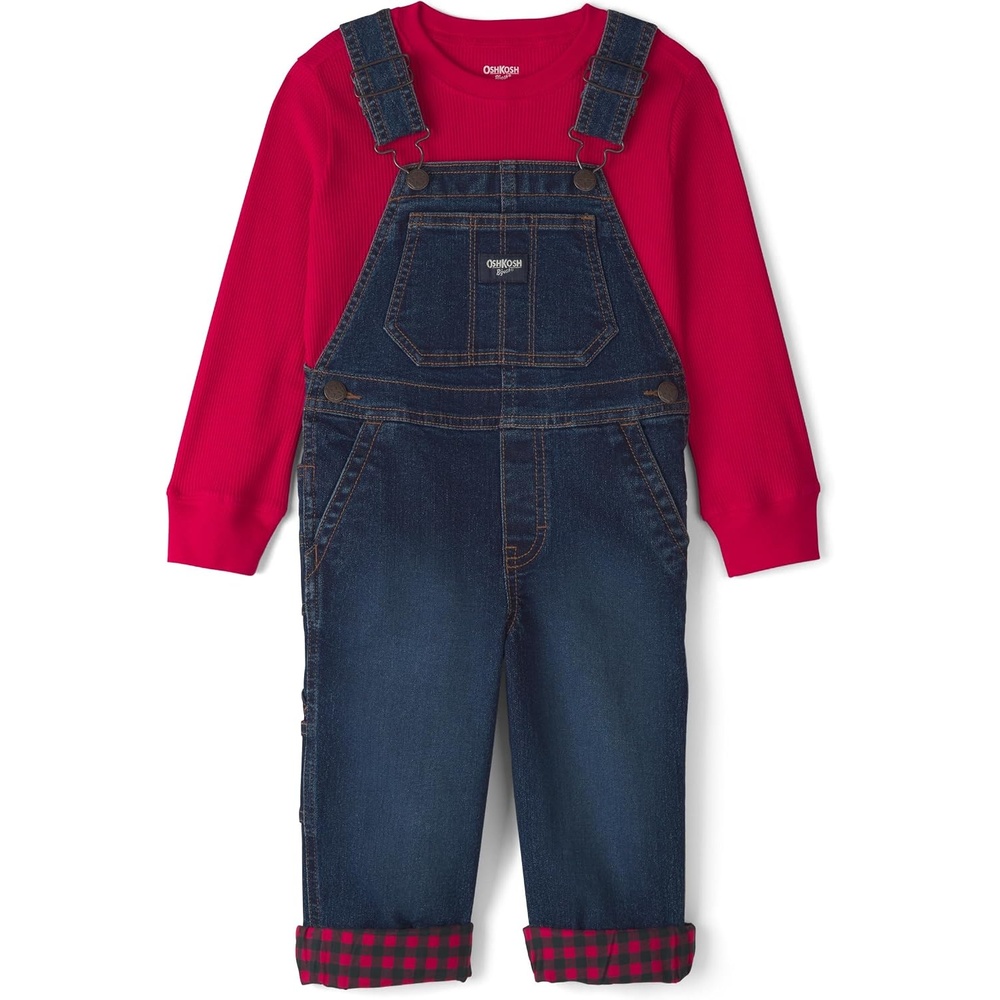 image:imageOSHKOSH BGOSH Baby Boys 2piece Overall SetsBlue Red Buffalo Check