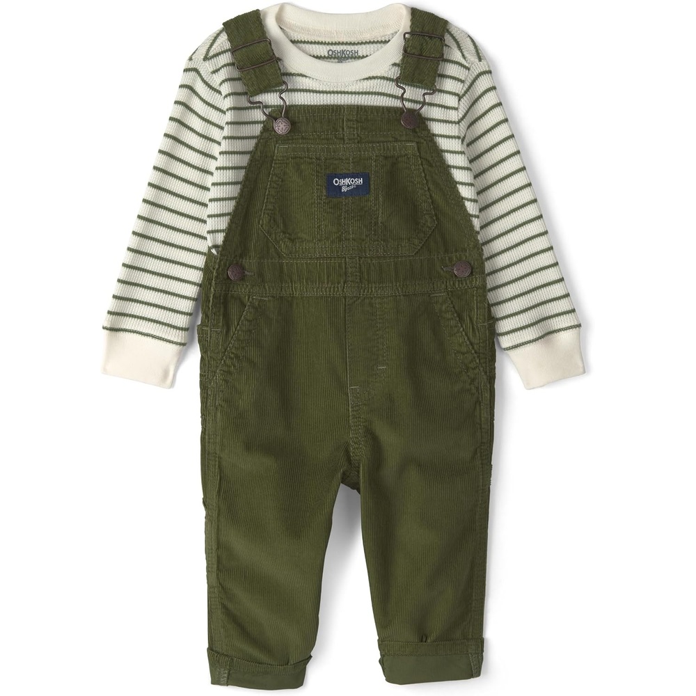 image:imageOSHKOSH BGOSH Baby Boys 2piece Overall SetsGreen White Stripe