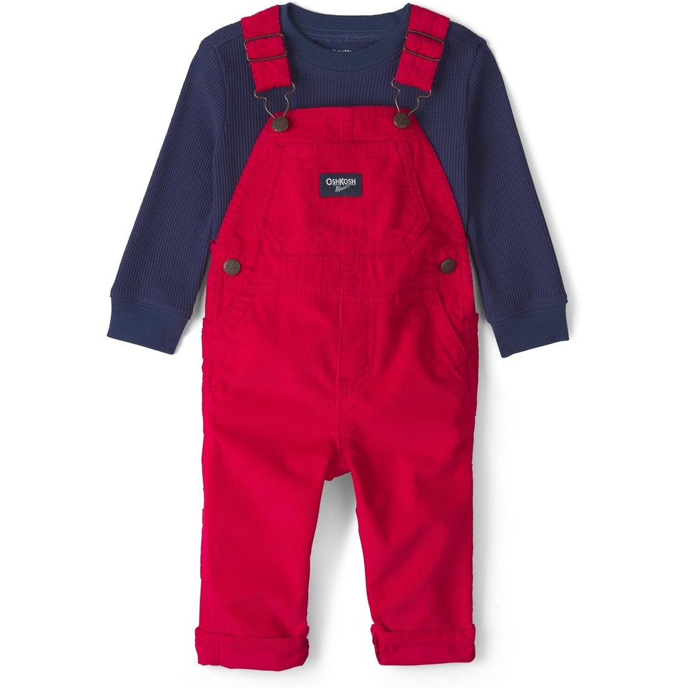 image:imageOSHKOSH BGOSH Baby Boys 2piece Overall SetsRed Blue Khaki Cabin