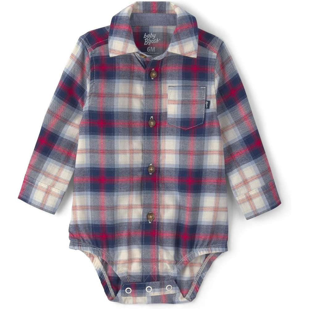 image:imageOSHKOSH BGOSH Baby Boys Buttonfront BodysuitBlue Red Plaid