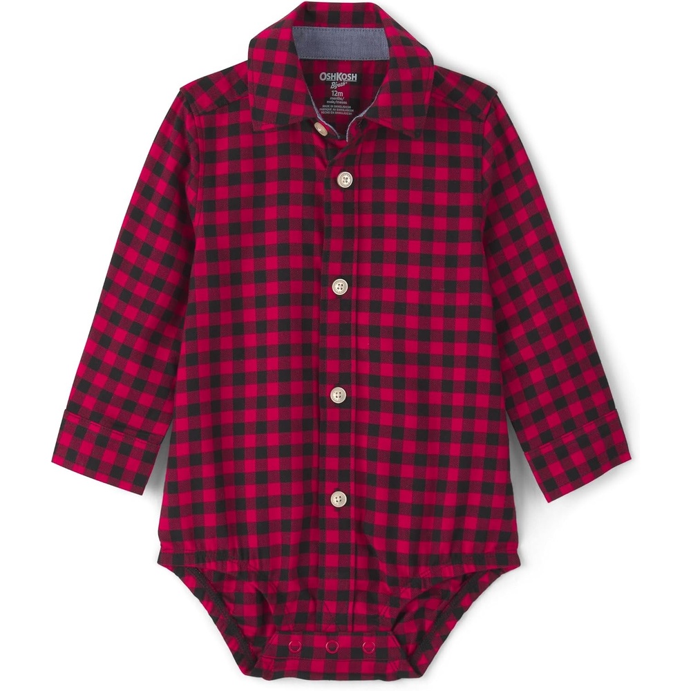 image:imageOSHKOSH BGOSH Baby Boys Buttonfront BodysuitRed Black Buffalo Check