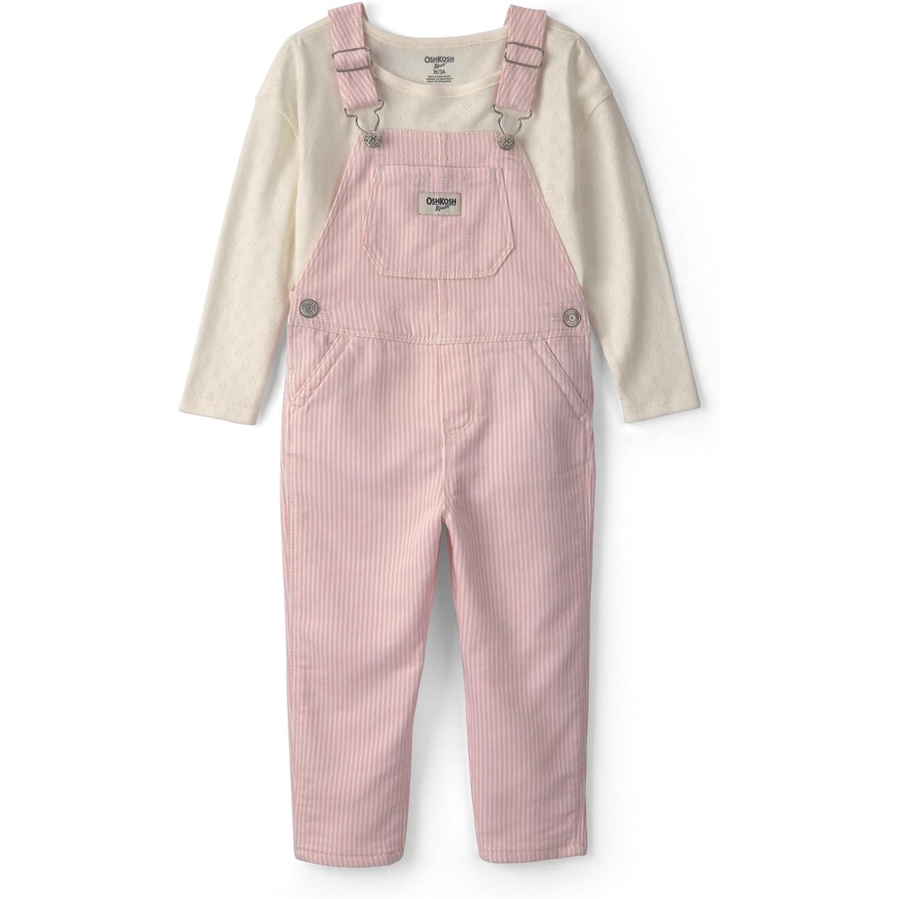 image:imageOSHKOSH BGOSH Baby Girls 2piece Overall SetsPink White Hickory Stripe