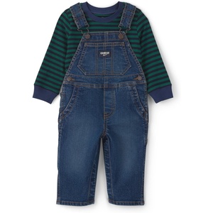 OSHKOSH B’GOSH Baby Boys’ 2-piece Overall Sets(Blue Green Stripe)