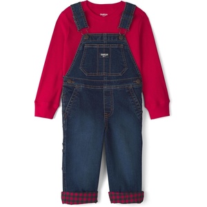 OSHKOSH B’GOSH Baby Boys’ 2-piece Overall Sets(Blue Red Buffalo Check)