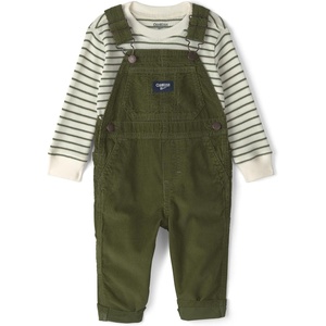 OSHKOSH B’GOSH Baby Boys’ 2-piece Overall Sets(Green White Stripe)