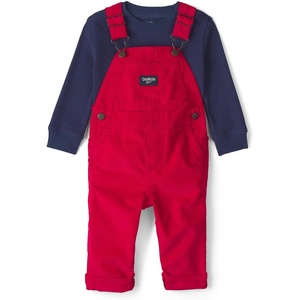 OSHKOSH B’GOSH Baby Boys’ 2-piece Overall Sets(Red Blue Khaki Cabin)