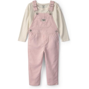 OSHKOSH B’GOSH Baby Girls’ 2-piece Overall Sets(Pink White Hickory Stripe)
