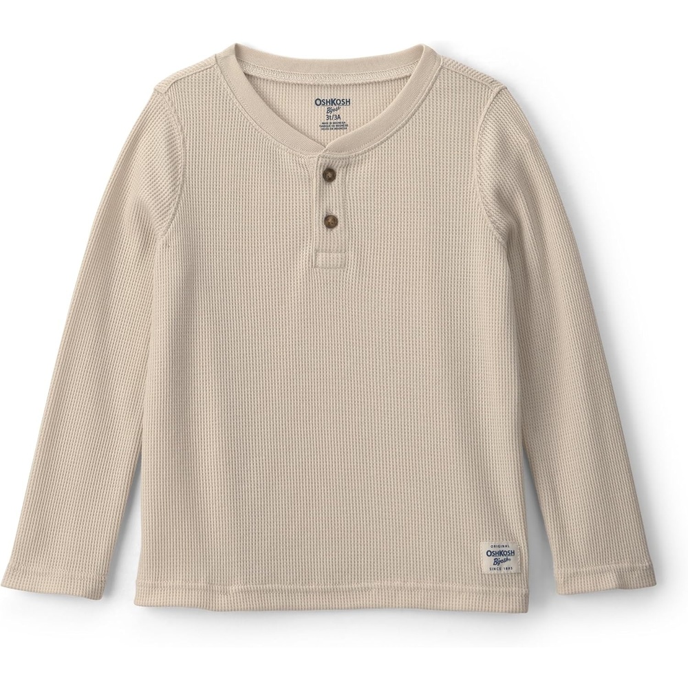 image:imageOshKosh BGosh Boys Long Sleeve HenleyKhaki Oatmeal