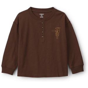 OshKosh B’Gosh Boys’ Long Sleeve Henley(Brown Western)
