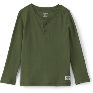 OshKosh B’Gosh Boys’ Long Sleeve Henley(Dark Olive Green)