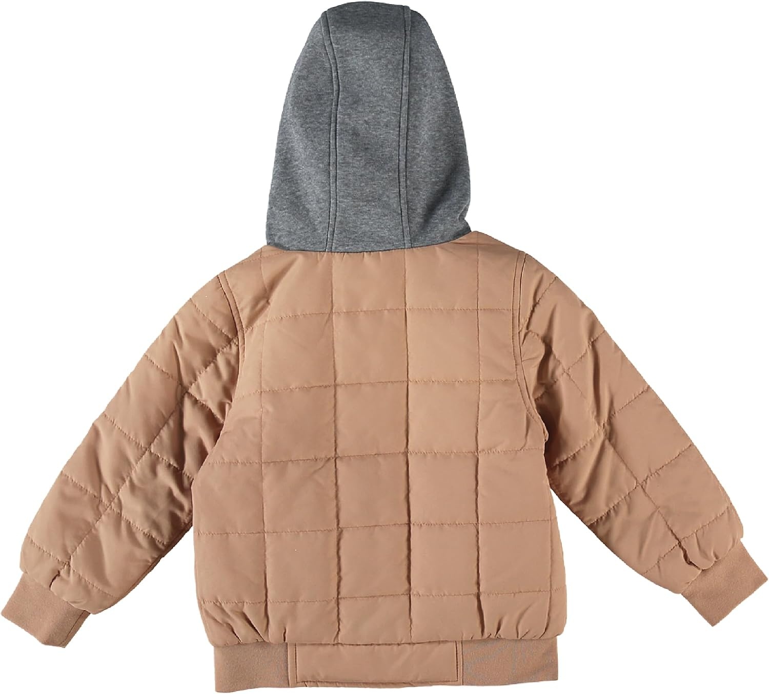 image:imageOSHKOSH BGOSH Boys Quilted Midweight Full Zip Jacket with Sweatshirt HoodTan