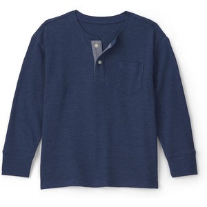 OshKosh B’Gosh Boys’ Long Sleeve Henley(Navy Blue Waffle Knit)